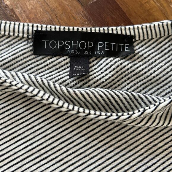 Topshop Petite Striped One-Shoulder Bodycon Dress/Top | Y2K Minimalist - Picture 3 of 5